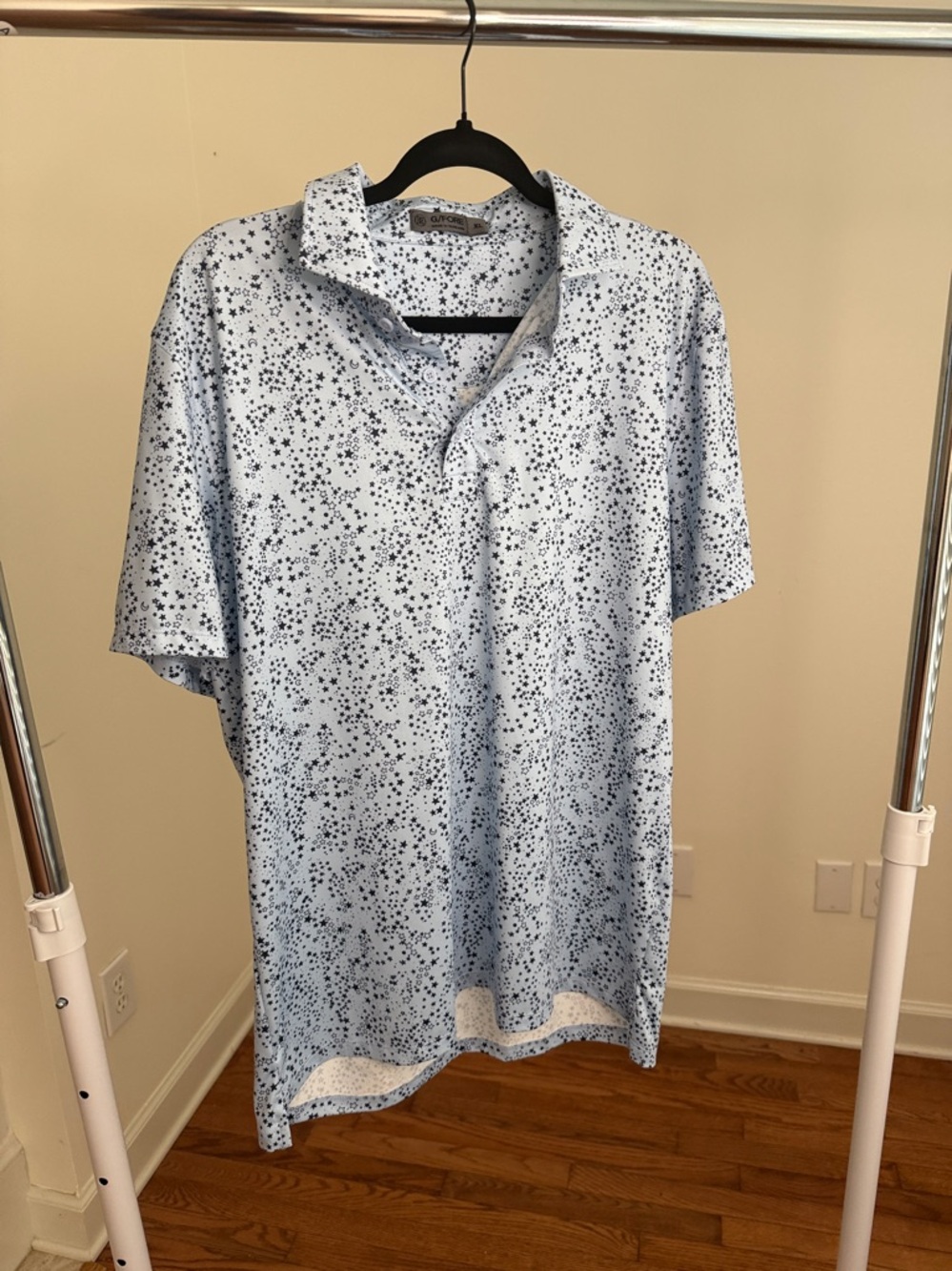 G/FORE Men’s White Star Print Polo Shirt XL